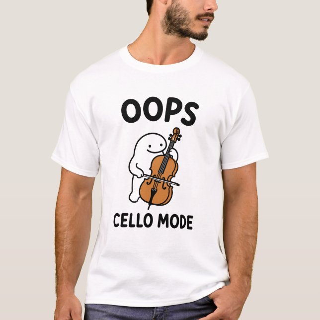 Oops Cello-läge Roligt Sött Cellist Karaktär Prese T Shirt (Framsida)