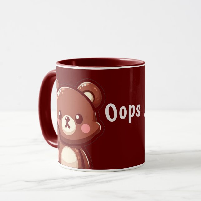 Oops Cute Teddy Bear – Kawaii Mug Design Mugg (Framsida vänster)