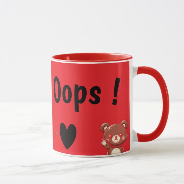 Oops! Cute Teddy Bear Mug – Funny Love Bear Design Mugg (Höger)