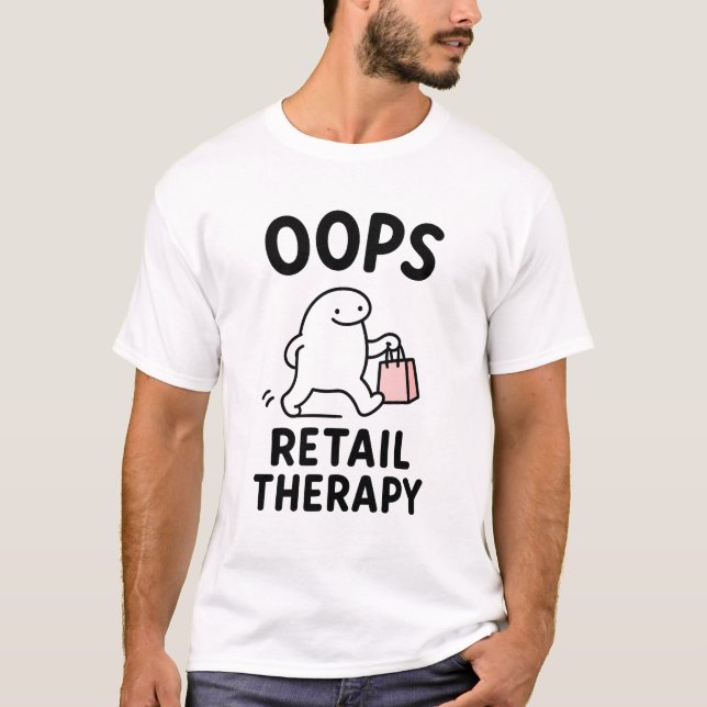 Oops Detaljterapi Roligt Sött Shoppingtecken  T Shirt (Framsida)