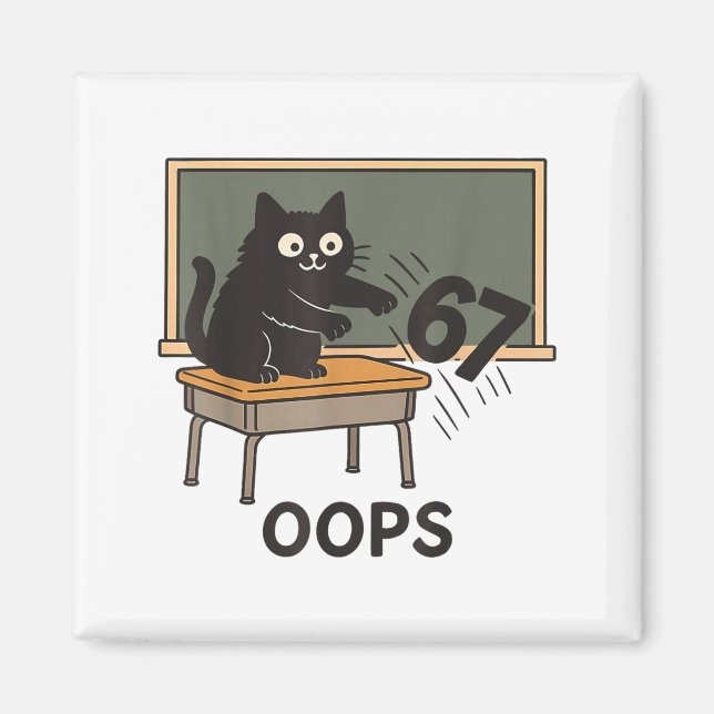Oops Funny Anti 67 Teacher Six Seven Cute Cat Teac Magnet (Framsidan)