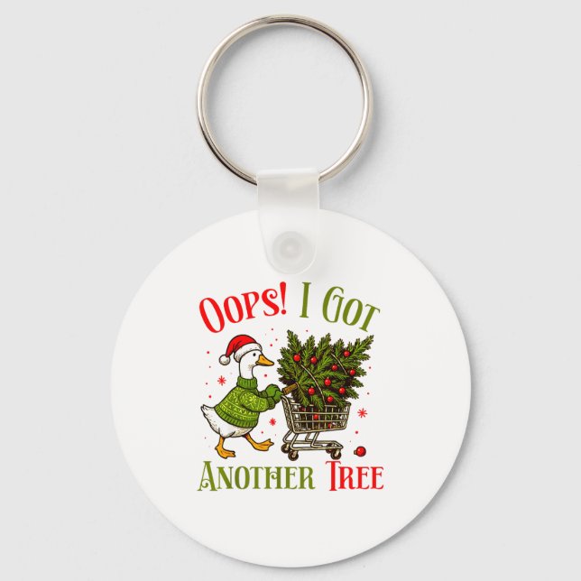 Oops I Got Another Tree Funny Christmas Goose Retr Nyckelring (Framsida)