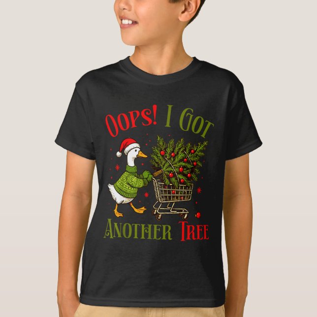 Oops I Got Another Tree Funny Christmas Goose Retr T Shirt (Framsida)