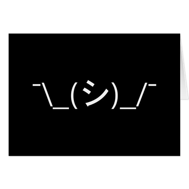 Oops Shrug Emoticon ¯\_(シ)_/ natjapanska Kaomoji Hälsningskort (Framsidan Horizontal)