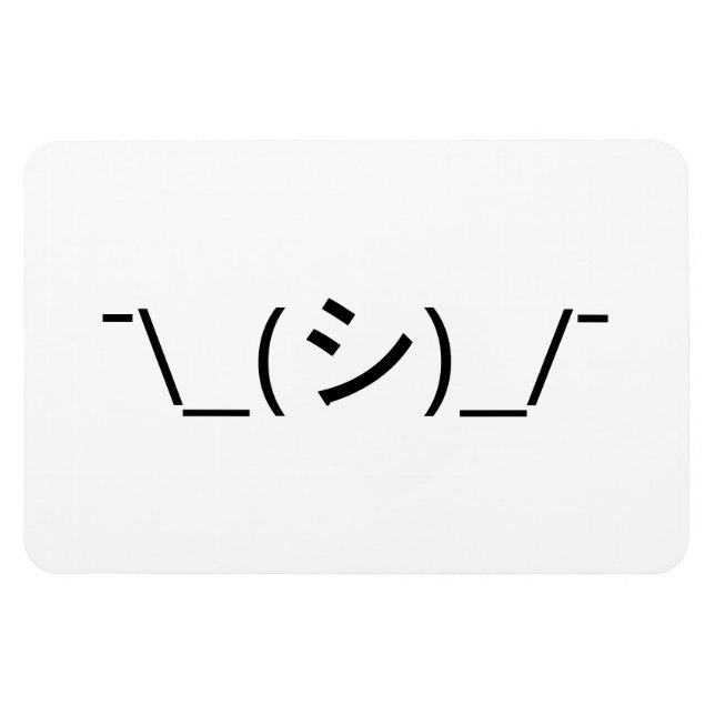 Oops Shrug Emoticon ¯\_(シ)_/ natjapanska Kaomoji Magnet (Horisontell)