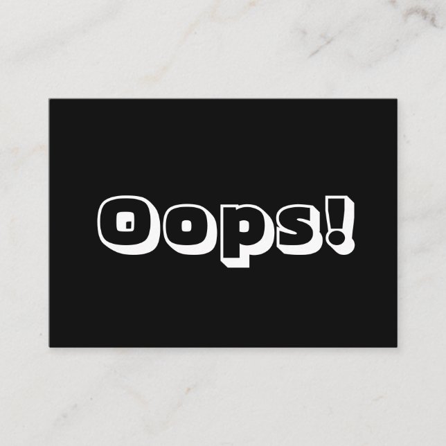 Oops svarta, vita, feta typografi, modern lustig rådkort (Framsida)