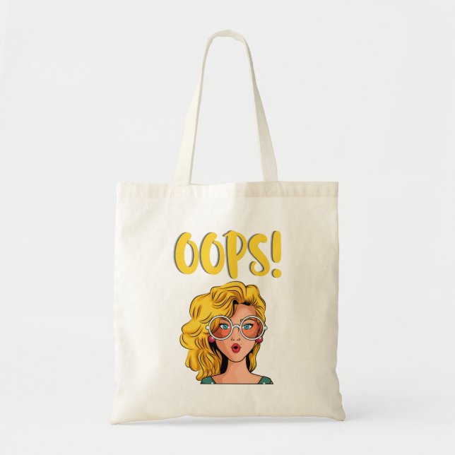Oops Woman Funky Tote Bag Tygkasse (Framsidan)