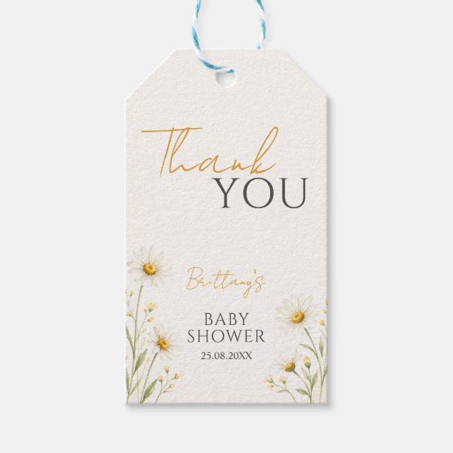 Oopsie Daisy Vilda Blomma Bebis Badrum Tack  Presentetikett (Framsidan)