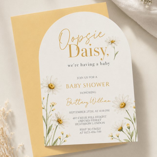 Oopsie Daisy Vildblomma Akvarell Baby Shower  Inbjudningar (Skapare uppladdad)