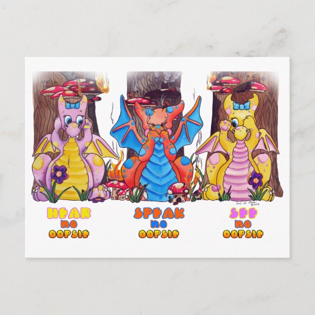 Oopsies söta baby drake vykort (Framsida)