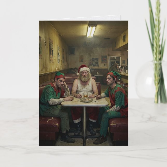 Oordentlig Tomte Restaurang Mörk Humor Kort (Framsida)