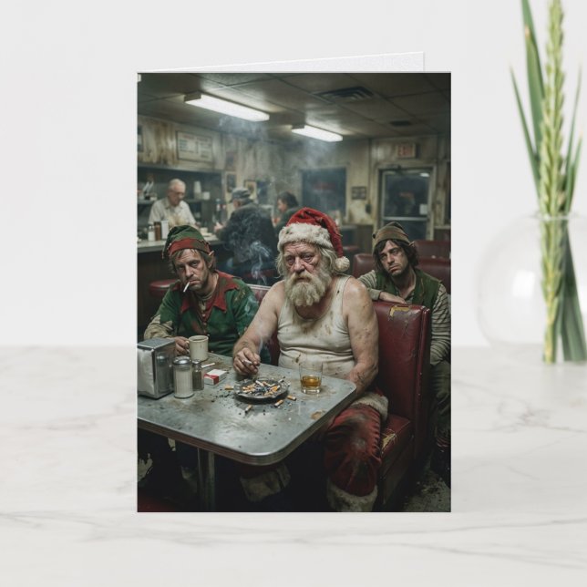 Oordnad Tomte Diner Mörk Humor Kort (Framsida)