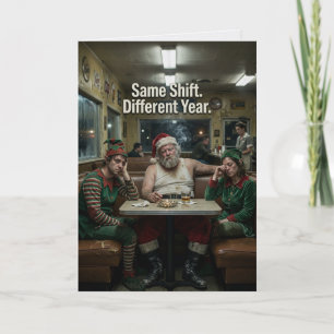 Oordnade Tomte Elver Restaurang Mörk Humor Kort