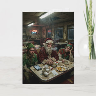 Oordnade Tomte Elver Restaurang Mörk Humor Kort