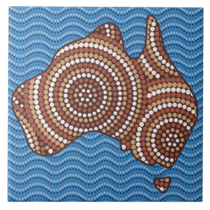 Ooriginalmålning av Australien Kakelplatta