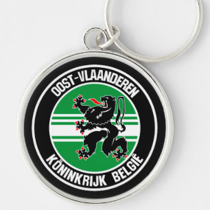 Oost-Vlaanderen Round Emblem Rund Silverfärgad Nyckelring
