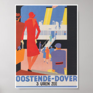 Oostende Dover Belgium Vintage resor Poster