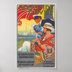 Oostende Dover Vintage affisch 1920