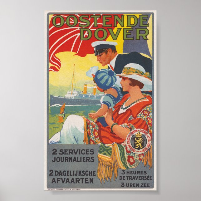 Oostende Dover Vintage affisch 1920 (Framsidan)