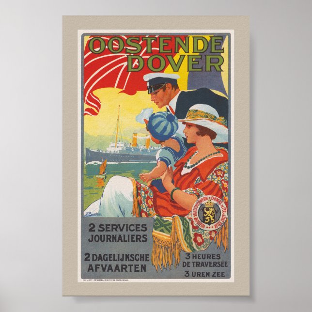 Oostende Dover Vintage Affisch 1920 (Framsidan)