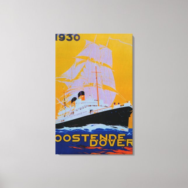 Oostende Dover Vintage PosterEurope Canvastryck (Framsida)