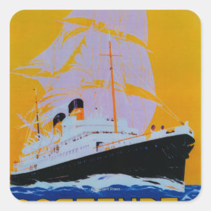 Oostende Dover vintage PosterEurope Fyrkantigt Klistermärke