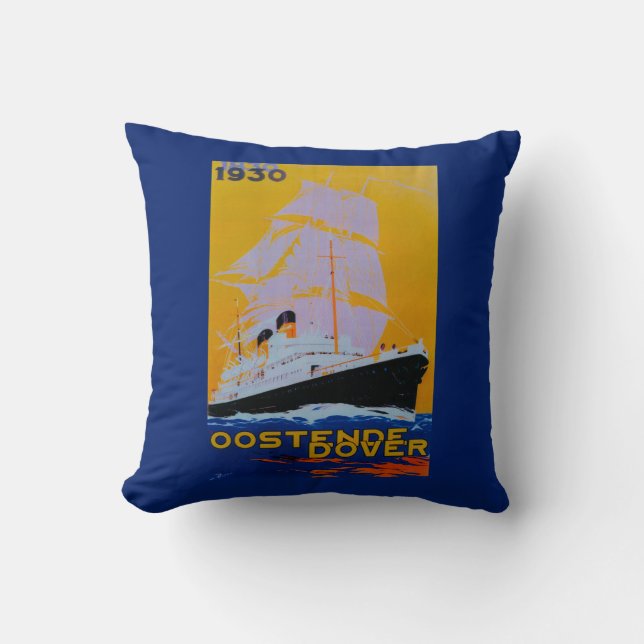 Oostende Dover vintage PosterEurope Kudde (Framsida)