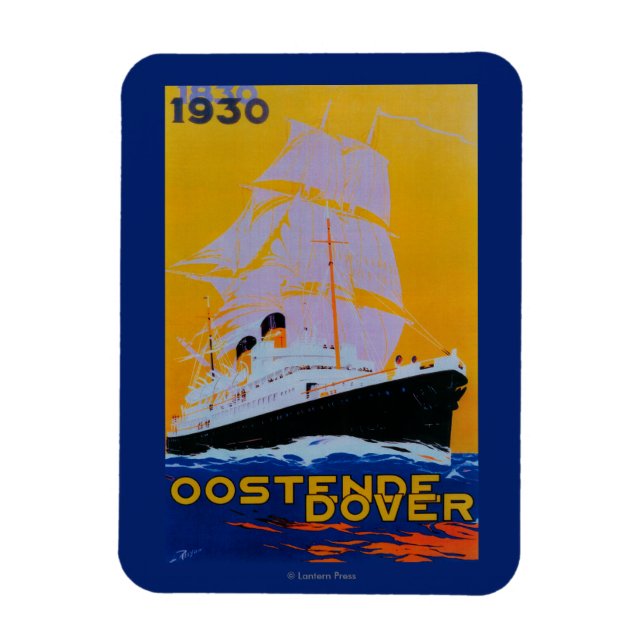 Oostende Dover Vintage PosterEurope Magnet (Vertikal)