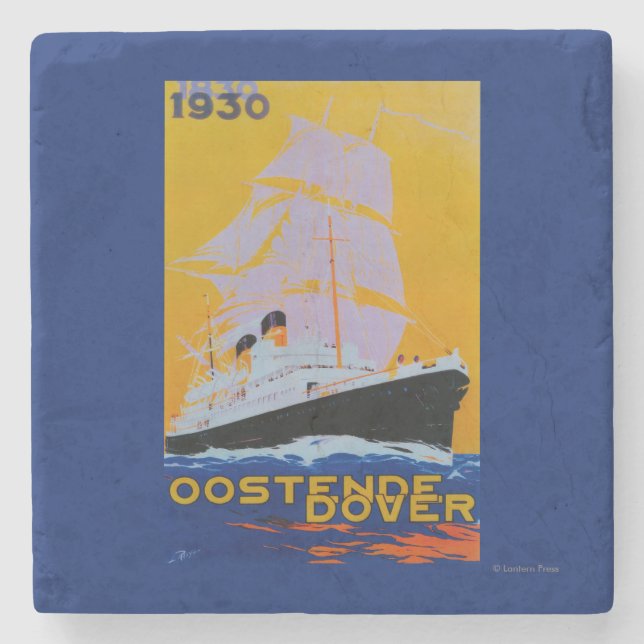 Oostende Dover vintage PosterEurope Stenunderlägg (Framsidan)