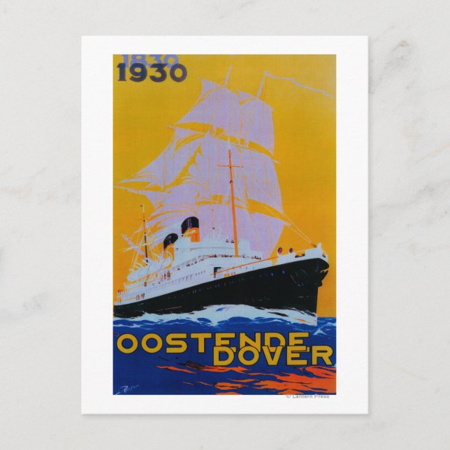 Oostende Dover Vintage PosterEurope Vykort (Framsida)