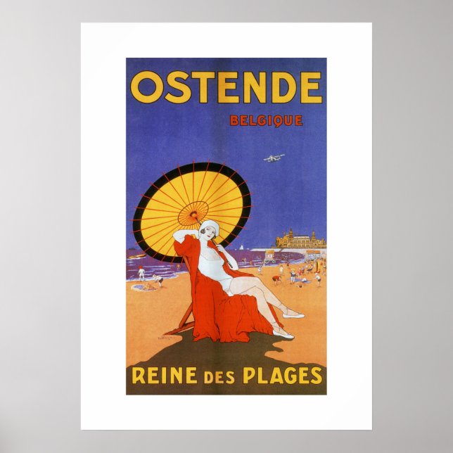Oostende drottning av stränder 1920-talets skönhet poster (Framsidan)