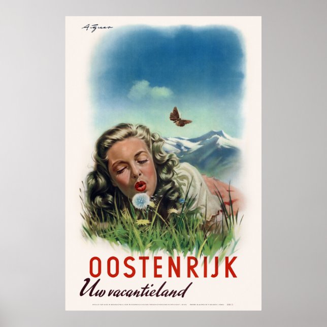 Oostenrijk Un vacantieland Österrike Vintage affis Poster (Framsidan)