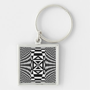 OP -Art #12 på Emporio Moffa Fyrkantig Silverfärgad Nyckelring