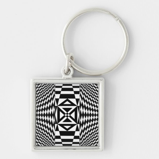 OP -Art #12 på Emporio Moffa Fyrkantig Silverfärgad Nyckelring (Framsidan)