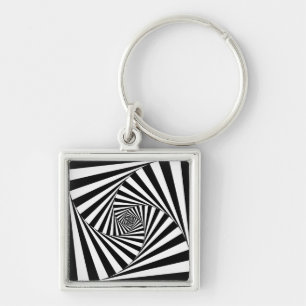 OP -Art #4 vid Emporio Moffa Fyrkantig Silverfärgad Nyckelring