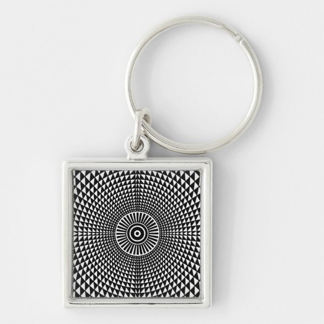 OP -Art #9 på Emporio Moffa Fyrkantig Silverfärgad Nyckelring (Framsidan)