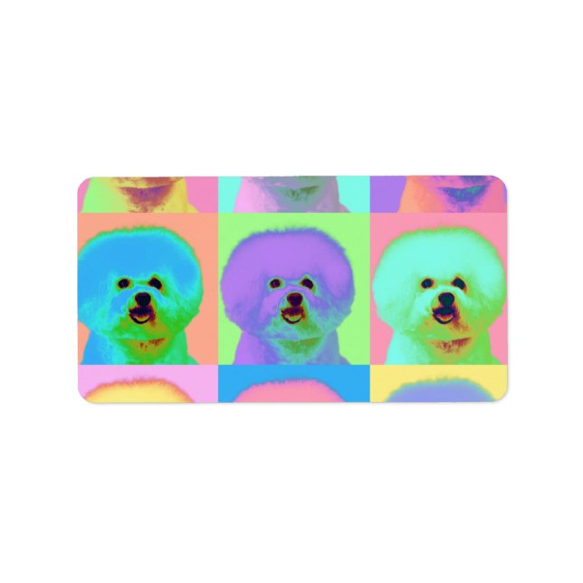Op Art - Bichon Frise - Cody Adressetikett (Framsidan)