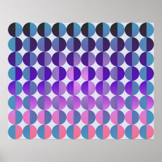 Op Art Big Circles by halv Blue Lila and Magenta Poster