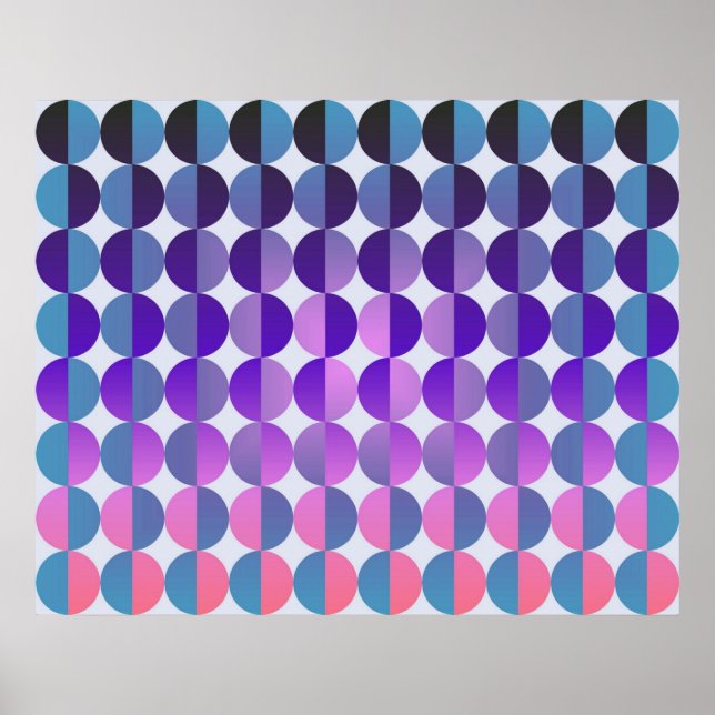 Op Art Big Circles by halv Blue Lila and Magenta Poster (Framsidan)