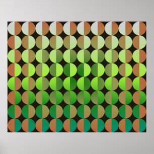 Op Art Big Circles by halv Orange and Grönt Poster