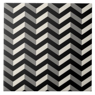 Op Art Black and White Chevron Mönster Kakelplatta