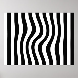Op Art Black and White Twisted Rand Poster