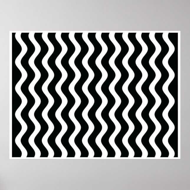 Op Art Black and White Vågar Two Poster (Framsidan)