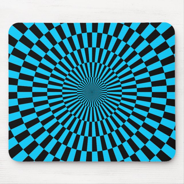 Op Art - Blått och svart Himlar Musmatta (Framsidan)
