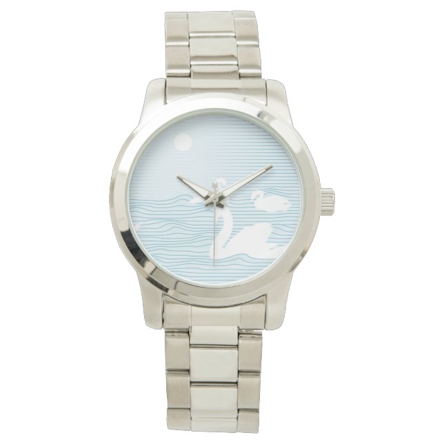 OP Art Blue Svan Drift Armbandsur (Framsida)