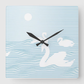 OP Art Blue Swan Drift Fyrkantig Klocka