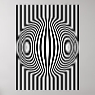 Op Art Bulging Lodrät Rand Black and White Poster