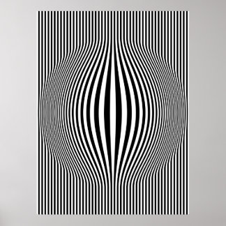 Op Art Bulging Lodrät Rand Black and White Poster