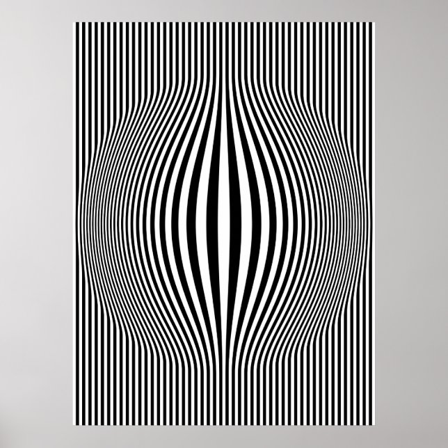 Op Art Bulging Lodrät Rand Black and White Poster (Framsidan)