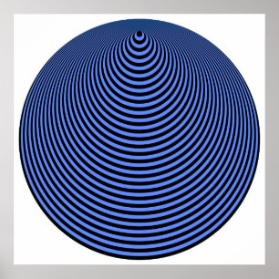Op Art Concentcles Blue over Black Poster